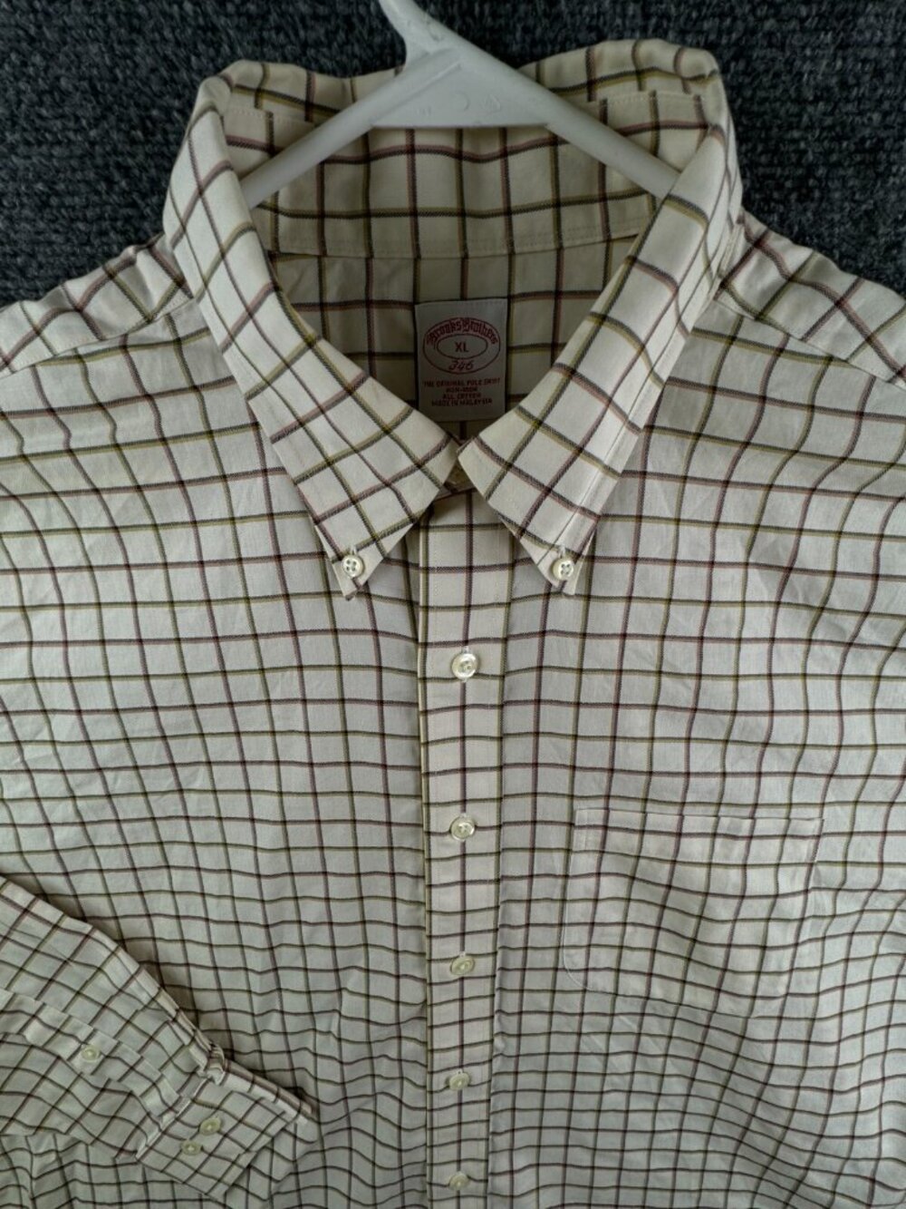 Brooks Brothers Long Sleeve Button Up Shirt Cotton XL Colorful Green Beige Men